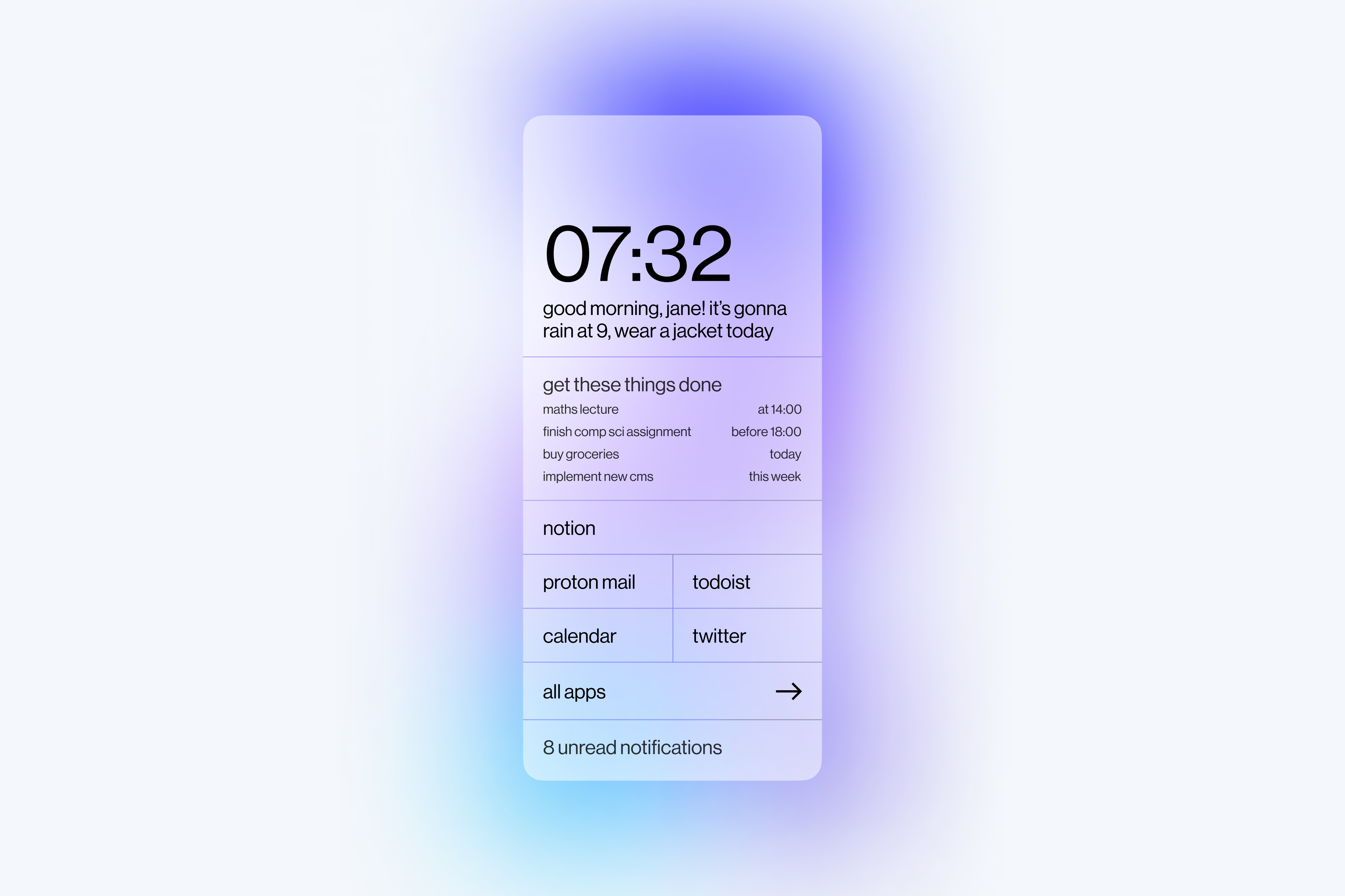 High resolution version of image labeled "Brutalist homescreen launcher concept"